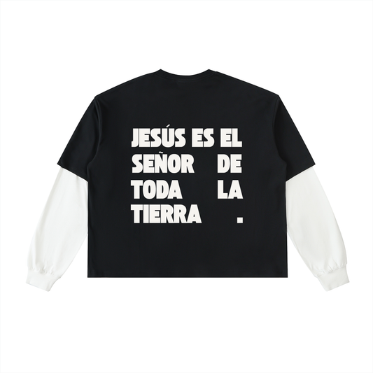 Layered Contrast Sleeve Cotton T-Shirt